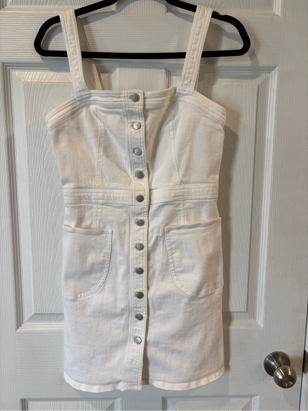 Express White Button-Front Denim Dress with Pockets Size Small